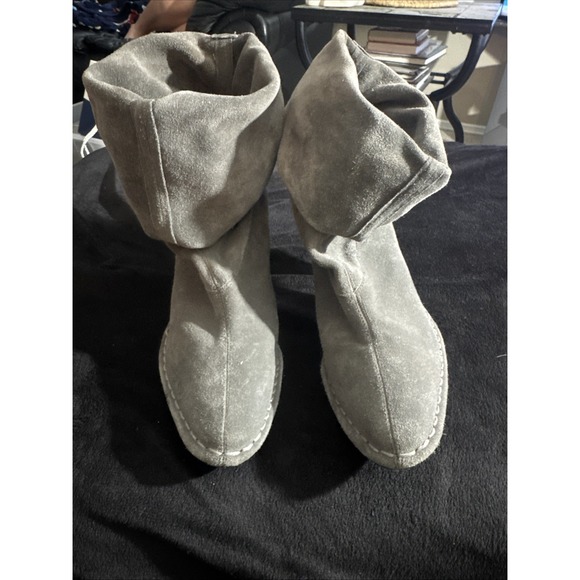 Women's‎ Size 8.5 Hot In Hollywood Gray Suede Leather Pointed Toe Boots - Picture 1 of 10